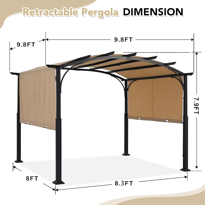 MASTERCANOPY 10x10ft Outdoor Retractable Pergola - Image 2