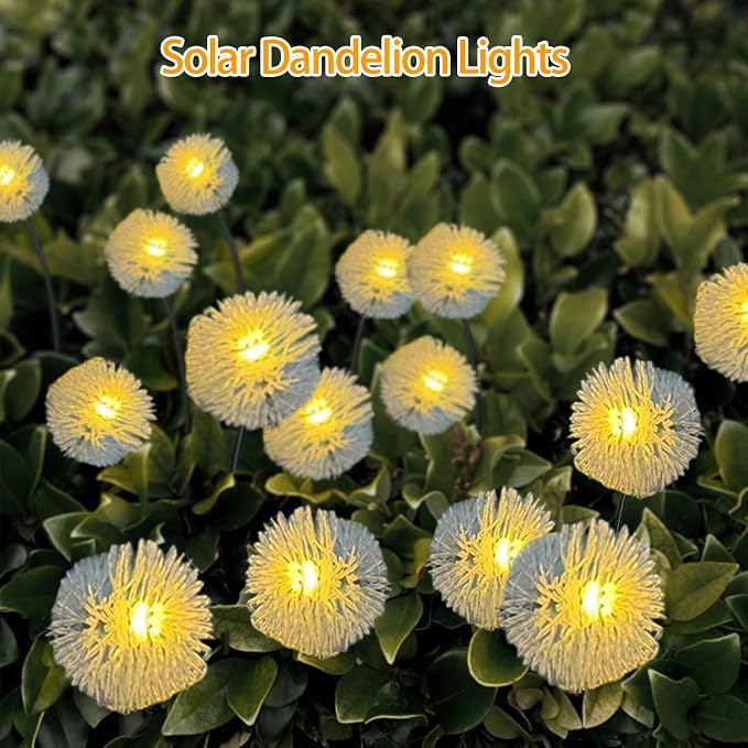 4PK 32LED Solar Garden Lights Outdoor, Dandelion Solar Lights Outdoor, IP65 - Image 4
