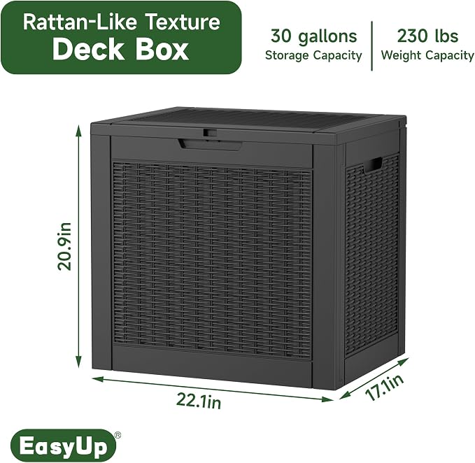 EasyUp 30 Gallon Resin Deck Box, Patio Outdoor Deck Box - Image 2