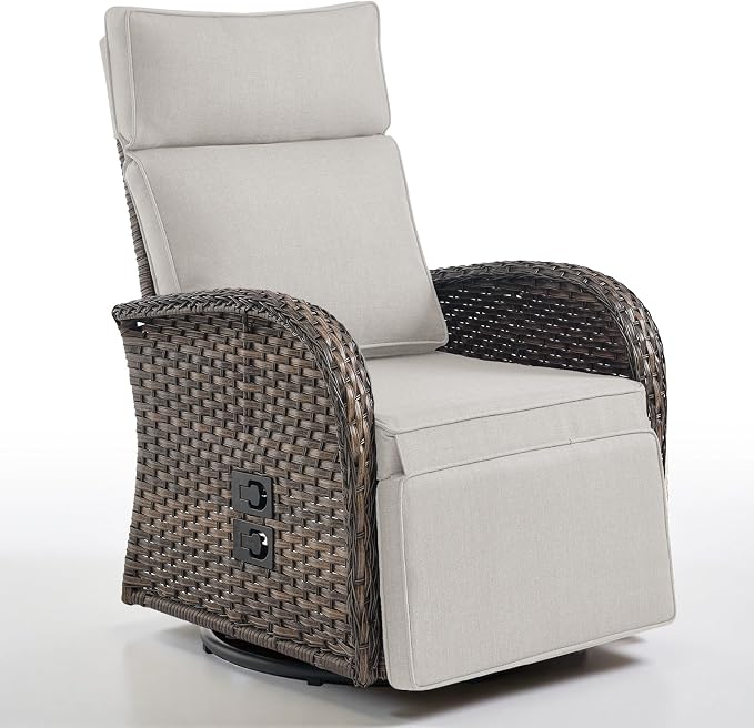 Belord Dual-Adjust Outdoor Swivel Recliner Chair – Reclining Patio Chair by Belord
