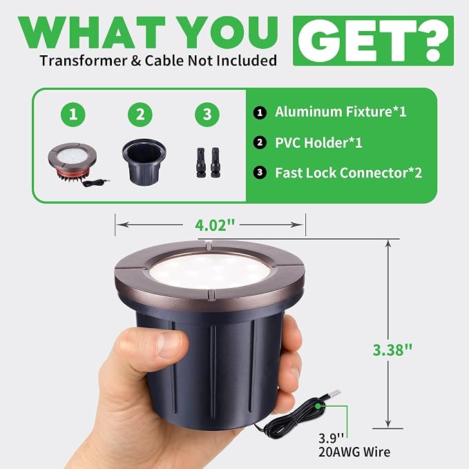 Landscape Well Lights, LED Low Voltage Ground Lights Outdoor, 12V IP67 - Image 7