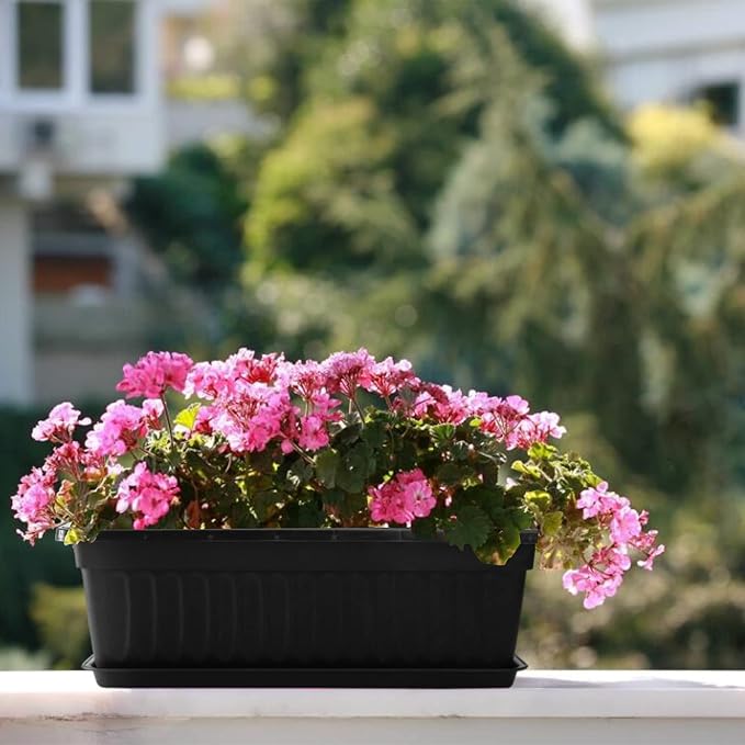 Fasmov 7 Pack 17 Inches Flower Window Box Plastic Vegetable Planters - Image 8
