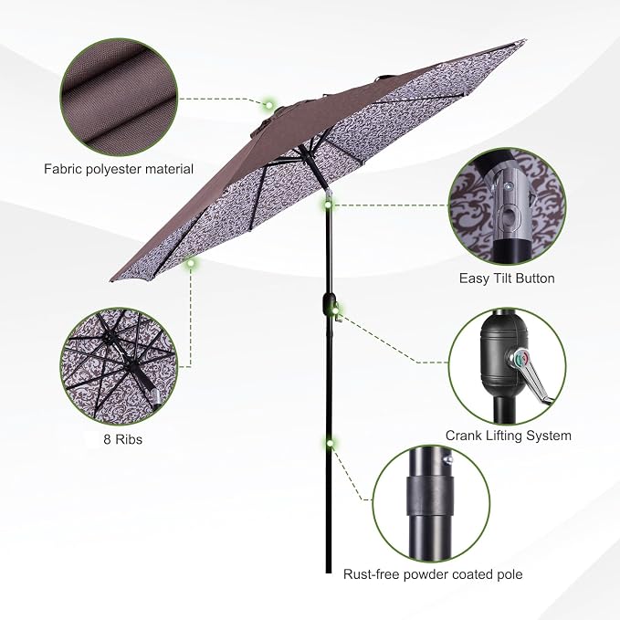 Backyard Expressions 9 ft. Patio Umbrella, Market Table Umbrella w/Tilt and - Image 3