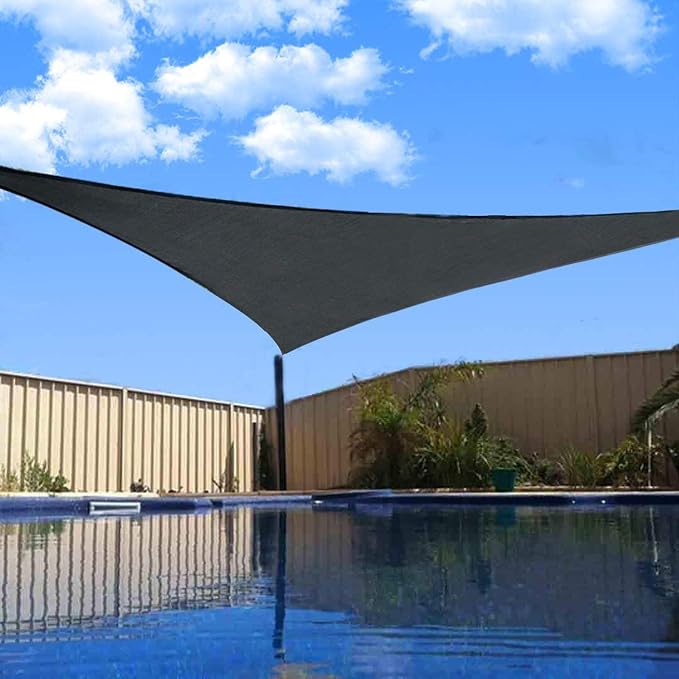 SUNLAX Sun Shade Sail 10' x 10' x 10' Dark Grey Triangle Canopy Sail Shade - Image 2