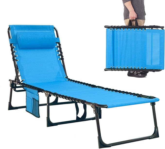 Folding Chaise Lounge Chair Bed by Unknown