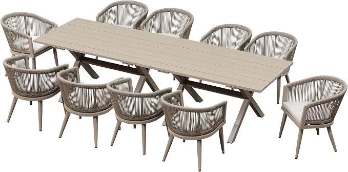 PURPLE LEAF Outdoor Dining Set for 10 All-Weather 12 Pieces Patio Aluminium by PURPLELEAF