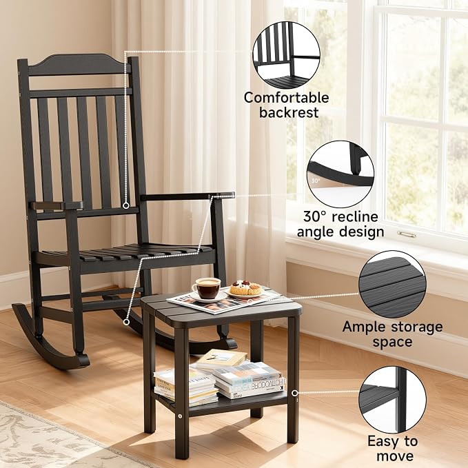 5 Piece Outdoor Rocking Bistro Set, Rocking Chairs Outdoor Furniture, Resin - Image 5