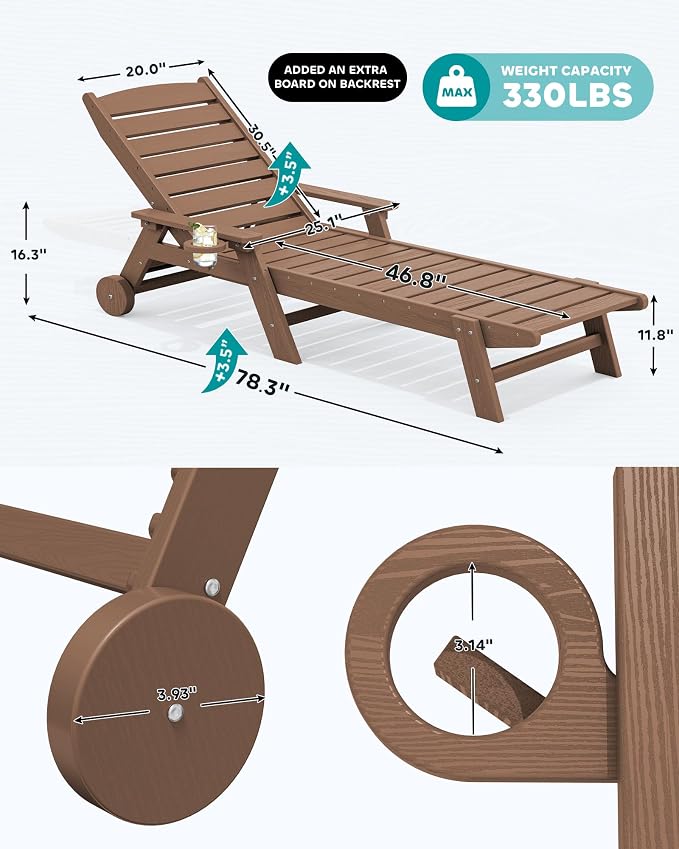 SERWALL Patio Chaise Lounge Chair - Image 2