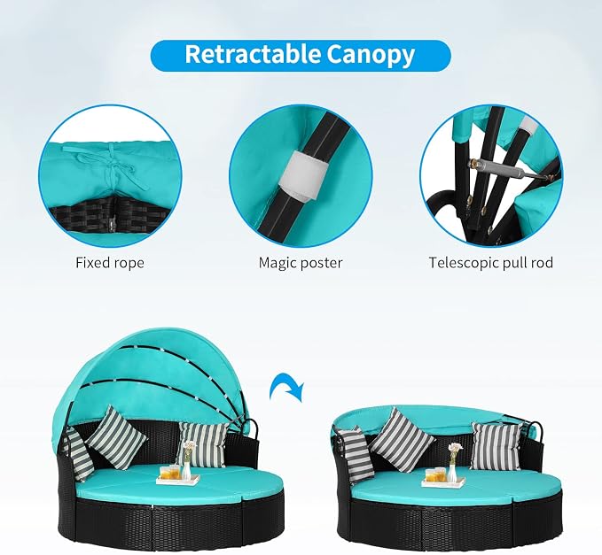Outdoor Round Daybed Wicker Outdoor Furniture Patio Furniture - Image 4