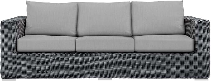 Modway Summon Wicker Rattan Outdoor Patio Sunbrella Sofa in Canvas Gray - Image 4