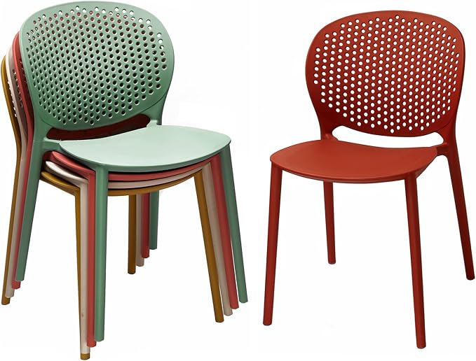 2xhome Set of 2 Patio Dining Chairs | Modern Stackable Outdoor Pool Side Chair - Image 5