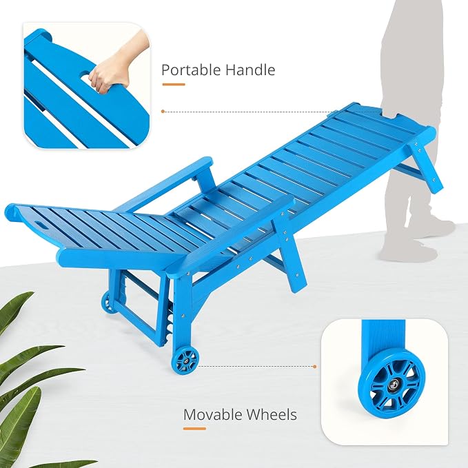 LUE BONA Outdoor Chaise Lounge Chairs Set of 2, 5 Positions Adjustable Lounge - Image 5
