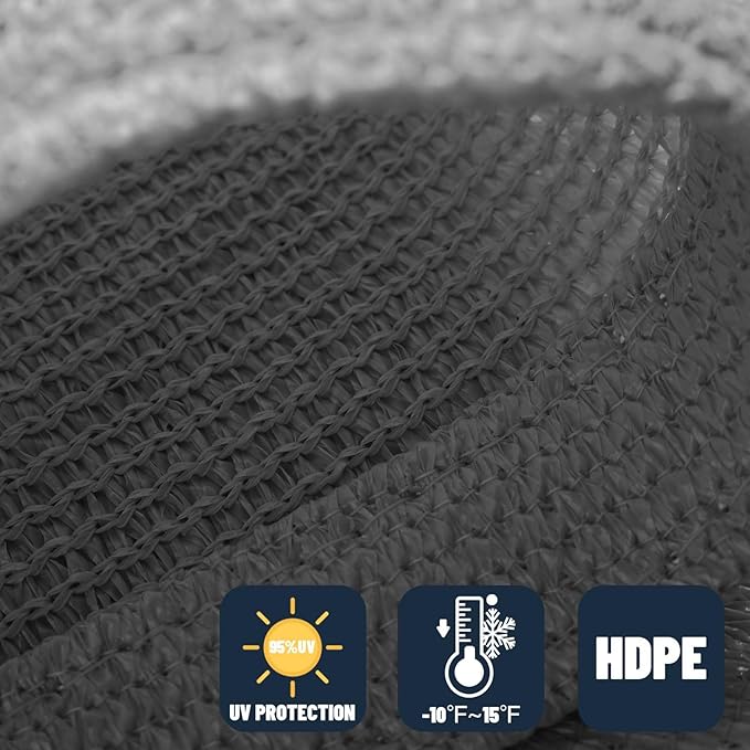 SUNNY GUARD Custom Size 6'x6'x6' Dark Grey Sun Shade Sail Triangle UV Block - Image 4