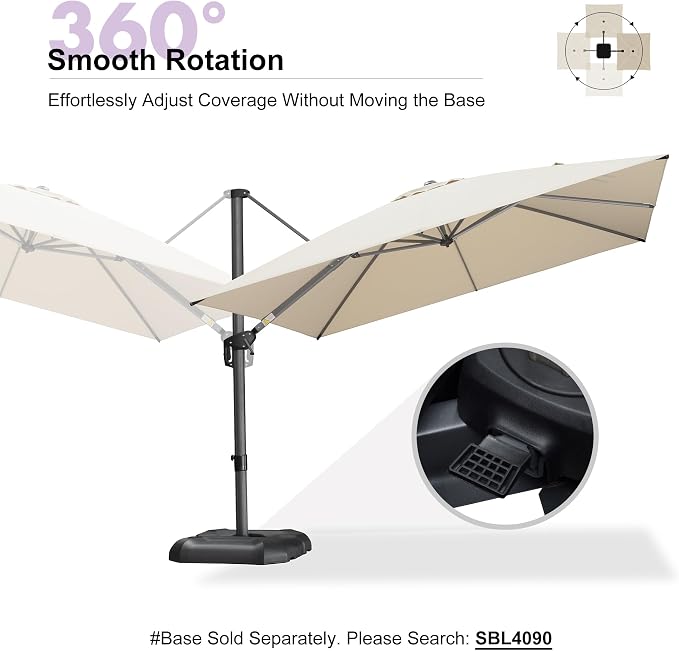 PURPLE LEAF 10 Feet Patio Umbrella Outdoor Cantilever Square Umbrella Aluminum - Image 8