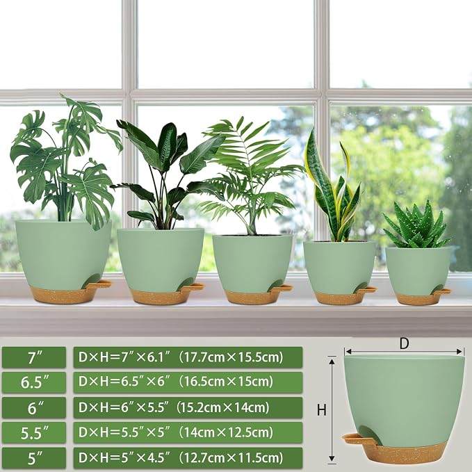 Self Watering Planters with Drainage Holes Reservoir, Nursery Planting Pot - Image 3