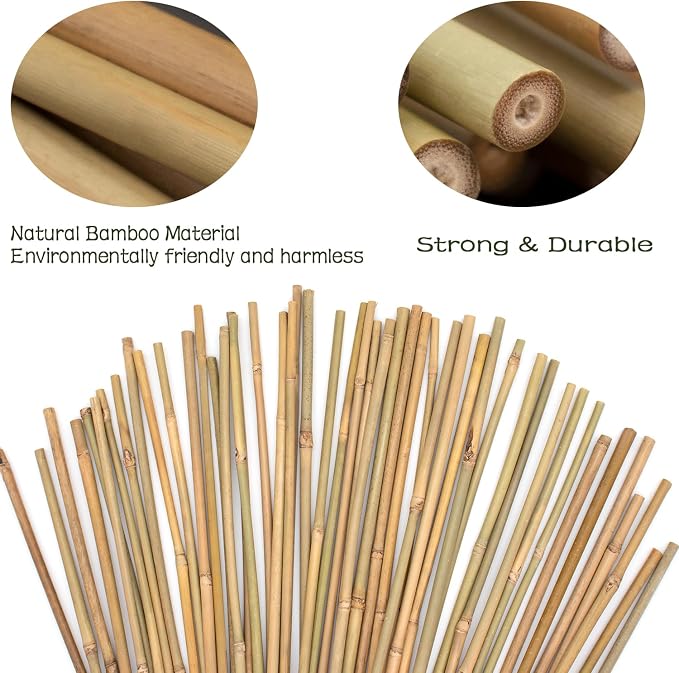 50PCS Plant Stakes, Natural Bamboo Stakes, Garden Stakes - Image 3