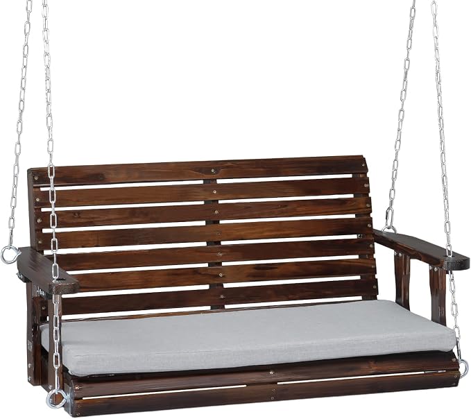 VINGLI Wooden Porch Swing, Heavy Duty 880 LBS Hanging Patio Bench by VINGLI