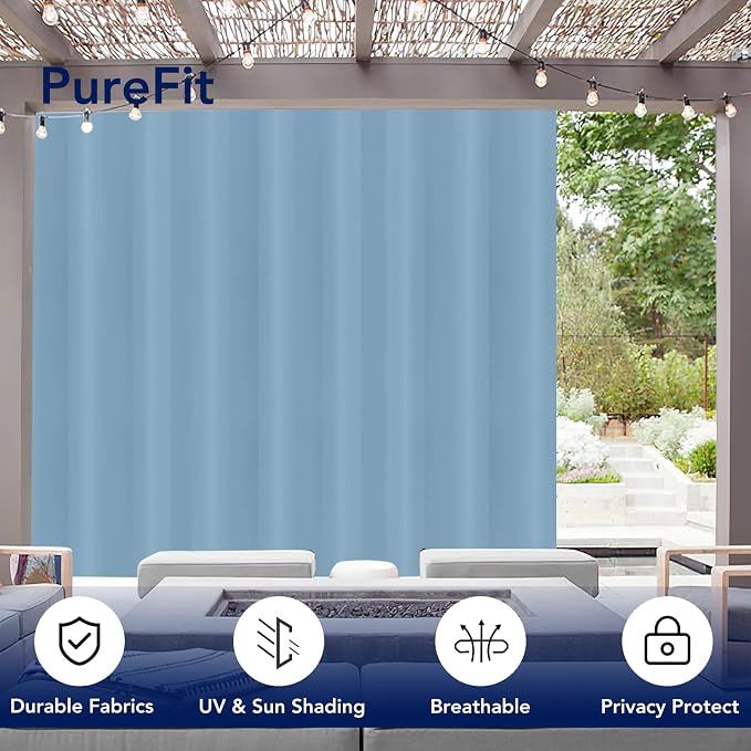 PureFit Outdoor Curtains for Patio Waterproof Weatherproof, UV Resistant - Image 3