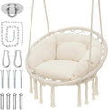 Monibloom Hanging Hammock Chair w/Large Comfy Cushion, Macrame Swing Chair by Monibloom