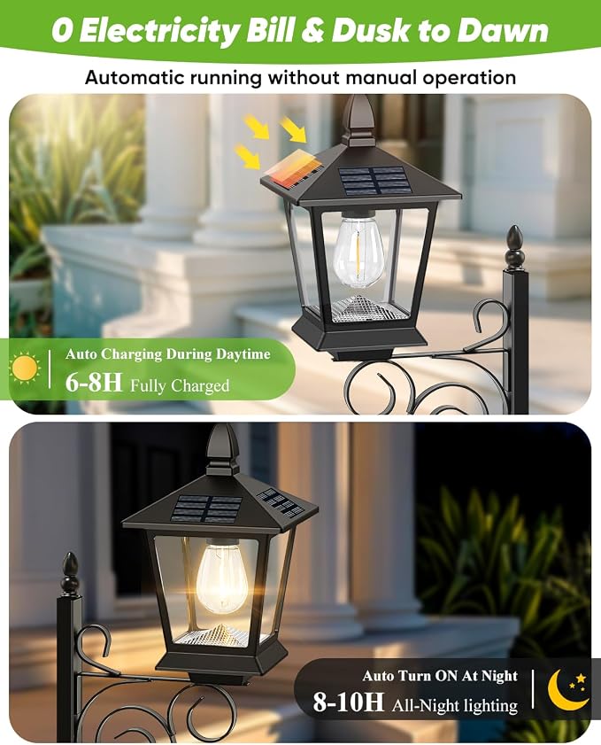 Outdoor Flower Pots 2 in 1, Solar Lamp Post - Image 3