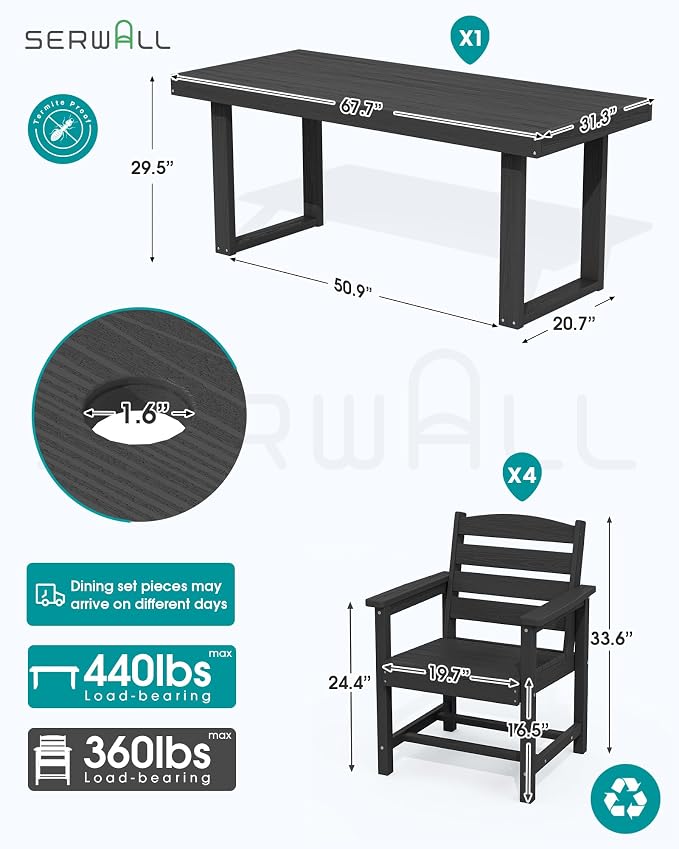 SERWALL HDPE Outdoor Dining Set - Image 2