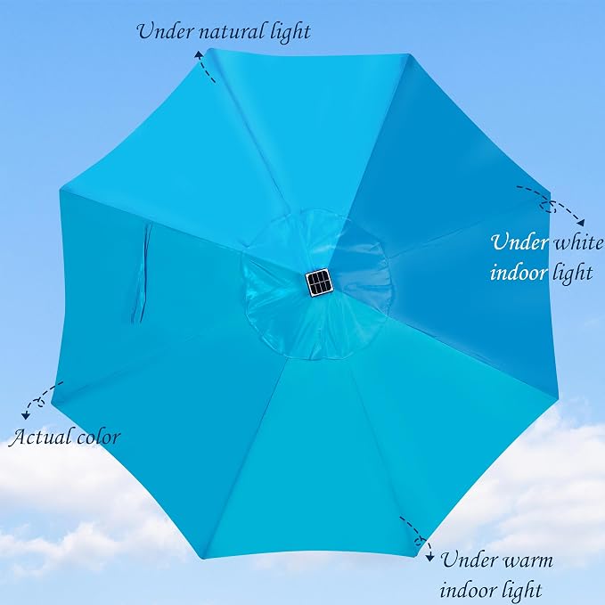 Blissun 9 ft Solar Umbrella, 32 LED Lighted Patio Umbrella, Table Market - Image 2
