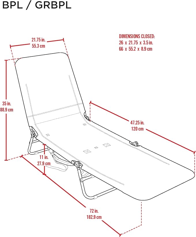 Rio Beach Portable Lay Flat Folding Backpack Beach Lounge Chair - Image 3