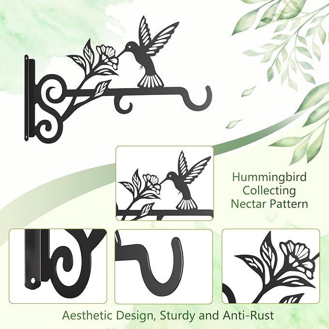 2-Pack Aesthetic Plant Hangers Outdoor – 10 Inch Metal Hanging Plant Bracket - Image 6