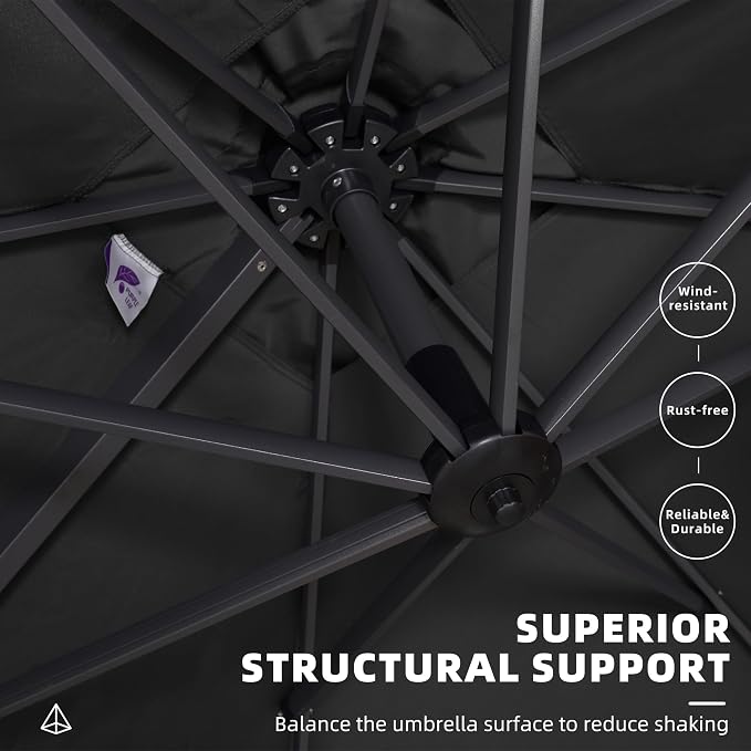 PURPLE LEAF 9' X 11.5' Patio Umbrella Outdoor Cantilever Rectangle Umbrella - Image 5
