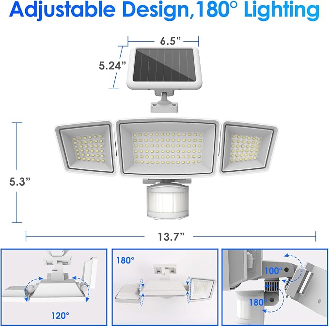 Energetic Solar Outdoor Lights, 1800LM 192 LED Security Motion Sensor Outdoor - Image 6