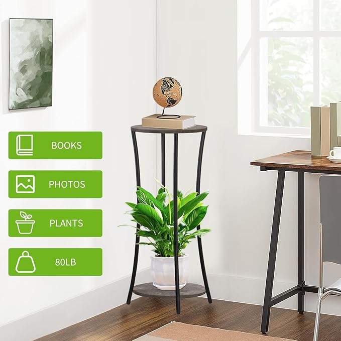 YINMIT Plant Stand Indoor, 2 Tier Round Potted Holder Rack, Flower Pot Stand - Image 5
