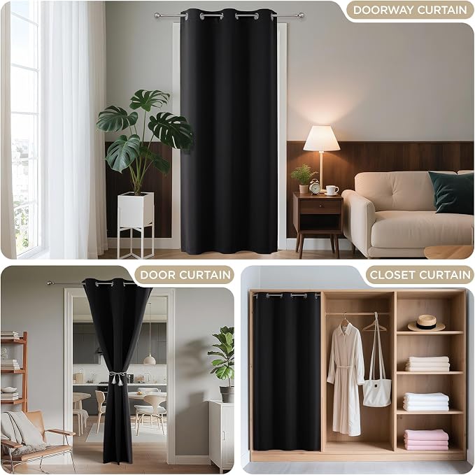 Joydeco Blackout Door Curtain for Doorway Privacy 108 Inches Long, Grommet - Image 4