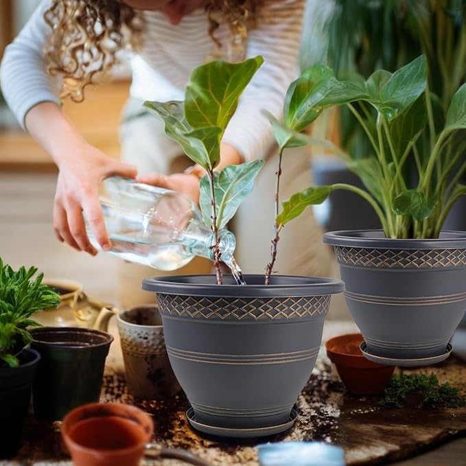 10 Inch 4 Pack Plant Pots, Plastic Flower Pot - Image 5
