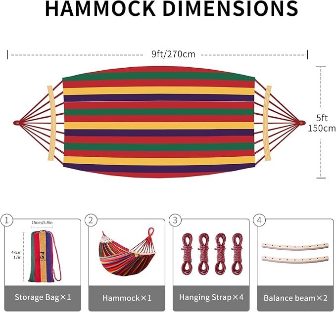 Hammock, Cotton Canvas Hammock Portable Camping Hammock - Image 5