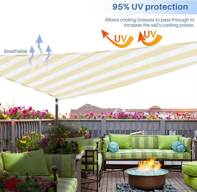 E&K Sunrise 18' x 18' x 18' Sun Shade Sail Triangle Canopy Shade Cover UV Block - Image 5