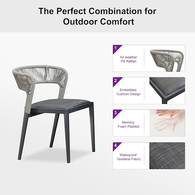 PURPLE LEAF 11 Pieces Outdoor Dining Set Patio Extended Upgrade Table and - Image 3