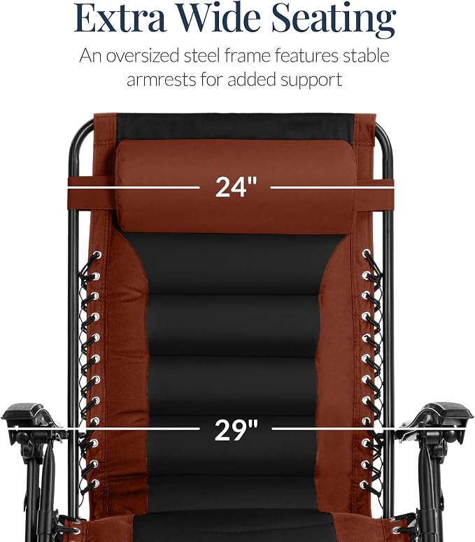 Best Choice Products Oversized Padded Zero Gravity Chair, Folding Outdoor Patio - Image 4