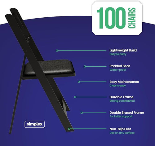 100 Black Resin Stackable Folding Chair - Image 2