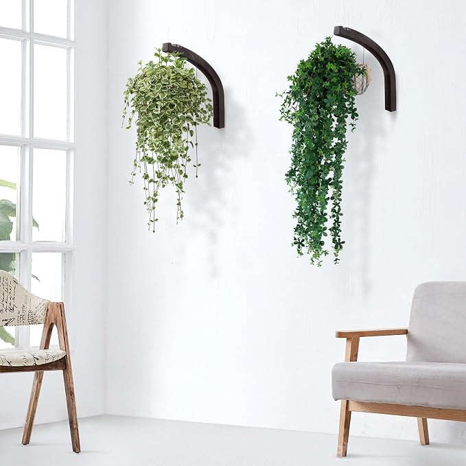 Stylish Wooden Plant Hanger – 2 Pack, 8-Inch Indoor/Outdoor Wall Hooks - Image 3