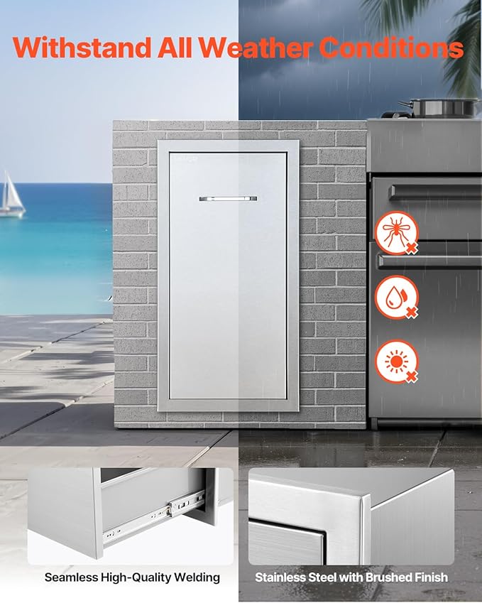 VEVOR Outdoor Kitchen Trash Drawer, 11.81" W x 19.6" D x 23.62" H Interior - Image 5