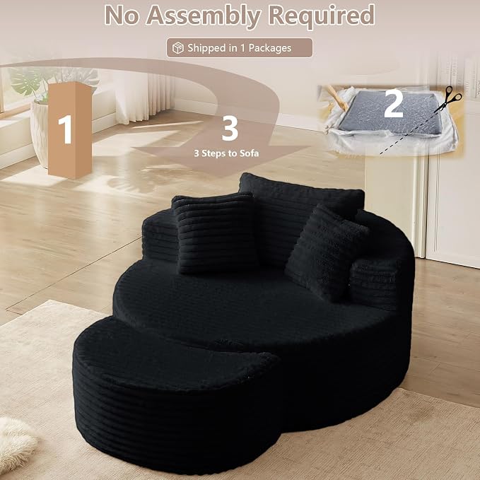 74.6" Oversized Round Chaise Lounge Chair - Image 4