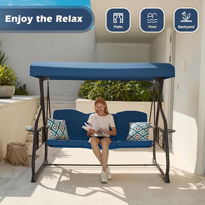 3-Seat Patio Porch Swing 800LBS Outdoor Swing - Image 4
