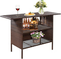 ReunionG Outdoor Wicker Bar Patio Rattan Counter Table by Unknown