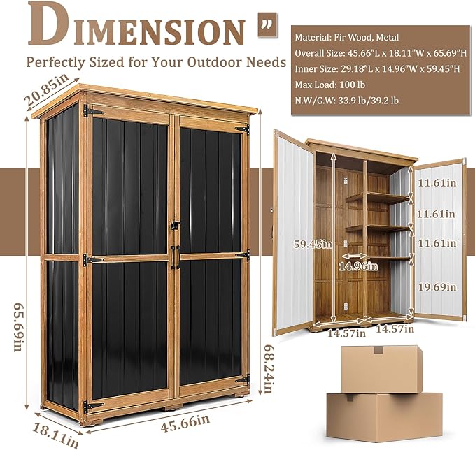 PetsCosset 46" L Large Outdoor Storage Cabinet - Image 2