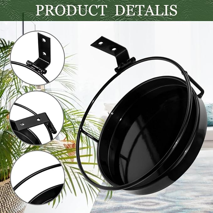 ARTORA Wall Mounted Plant Holder, 2 Pack Metal Flower Pot Wall Hanging Shelf - Image 3