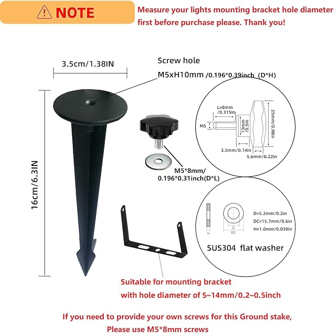 Replacement Stakes for Flood Lights, 6.3in Aluminum Metal Ground Stake - Image 2