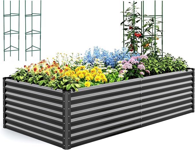 Quictent Galvanized Raised Garden Bed 8x4x2 Ft Tall Metal Planter Box by QUICTENT