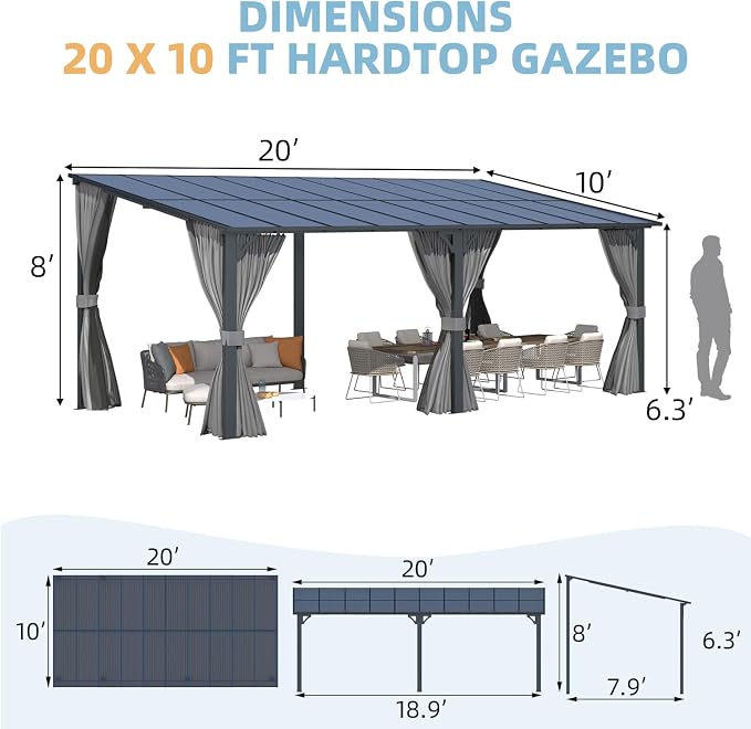 AECOJOY 20' x 10' Outdoo Gazebo - Image 7