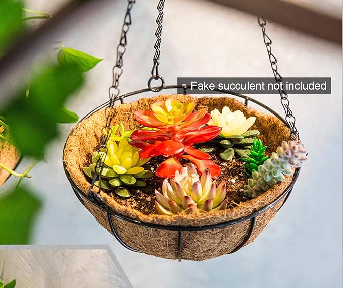 Tosnail 3 Pack 10" Metal Hanging Flower Pots Hanging Planters Plant Basket - Image 5