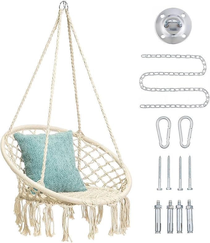 Hammock Swing Chair for 2-5 Years Old Kids, Handmade Knitted Macrame Hanging by Mertonzo